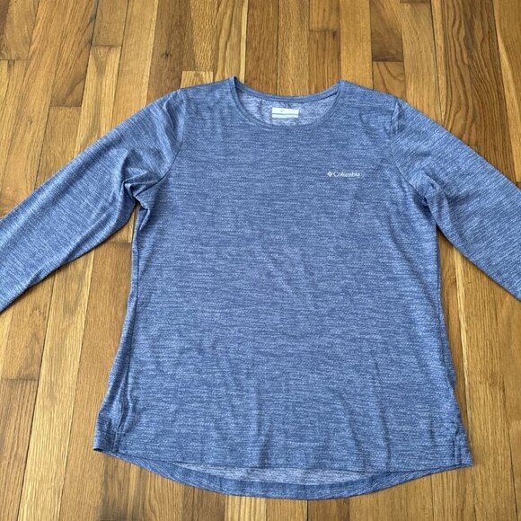 Columbia Womens Long Sleeve Shirt Blue Crew Neck Athletic Sportwear Size L - Picture 2 of 5